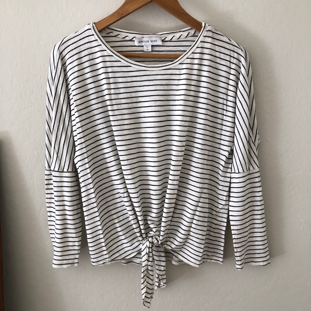amour vert striped long sleeve shirt - size xs